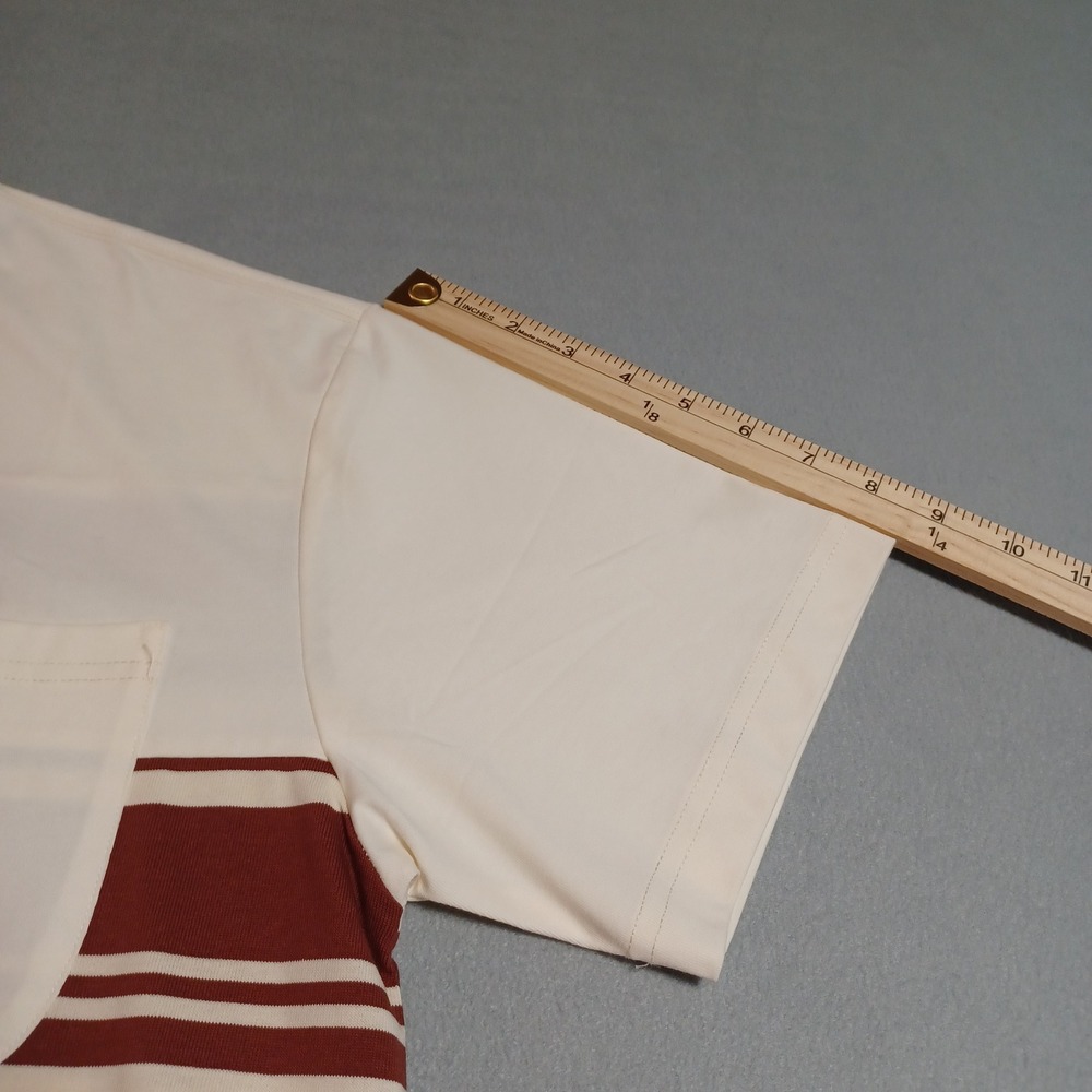 Original Design Mens 2XL Striped Pocket T-Shirt Maroon Cream Performance 9024‎ - Picture 5 of 13
